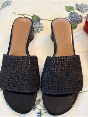 Donald J. Pliner Black Crochet Slide Mules